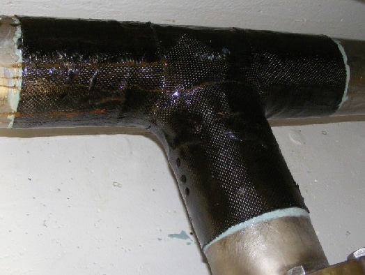 Marine HydraWrap applied to a tee pipe for protection