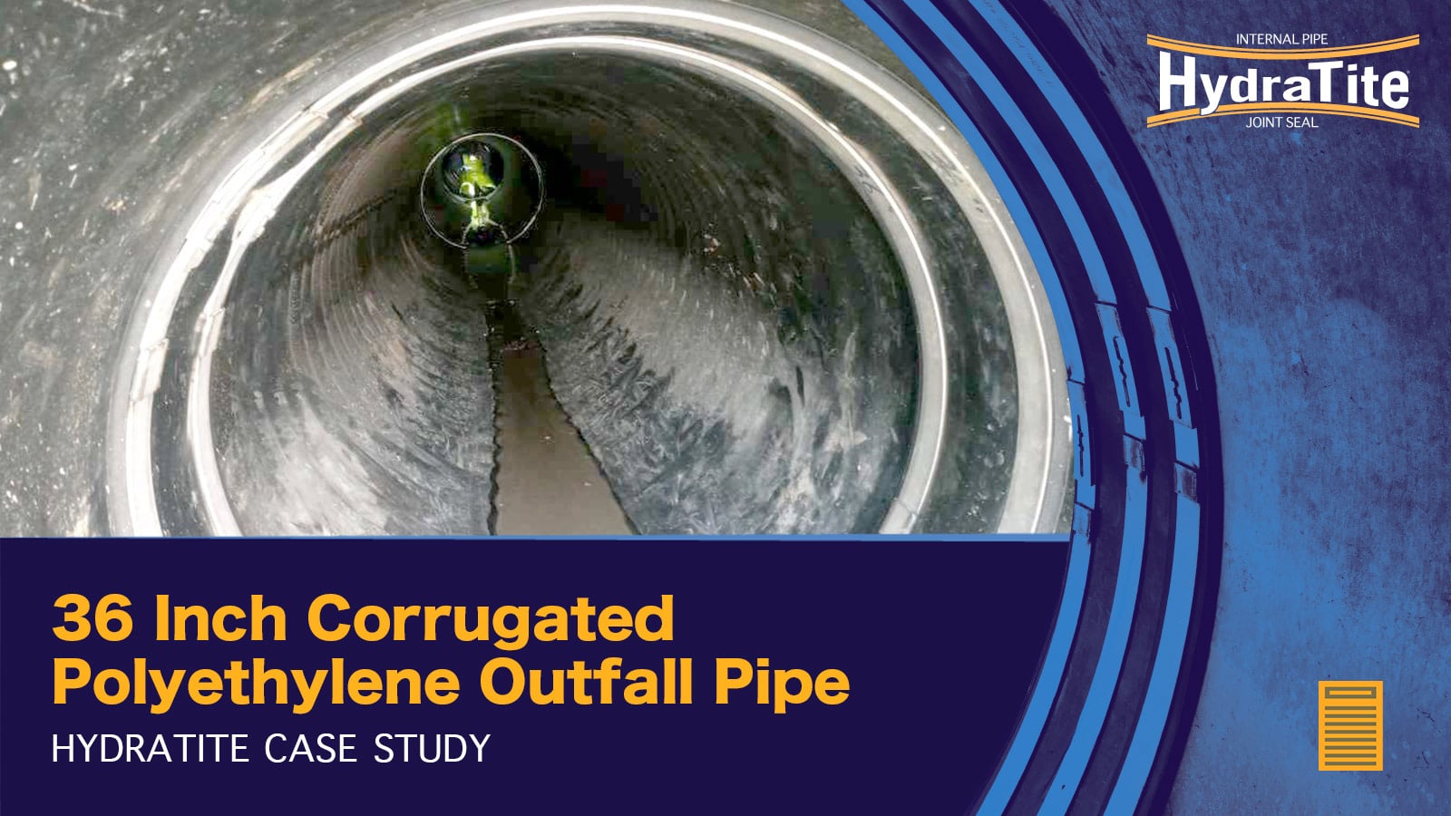 HydraTite eliminating infiltration at a joint, "36" Corrugated Polyethylene Outfall Pipe, HydraTite Case Study"