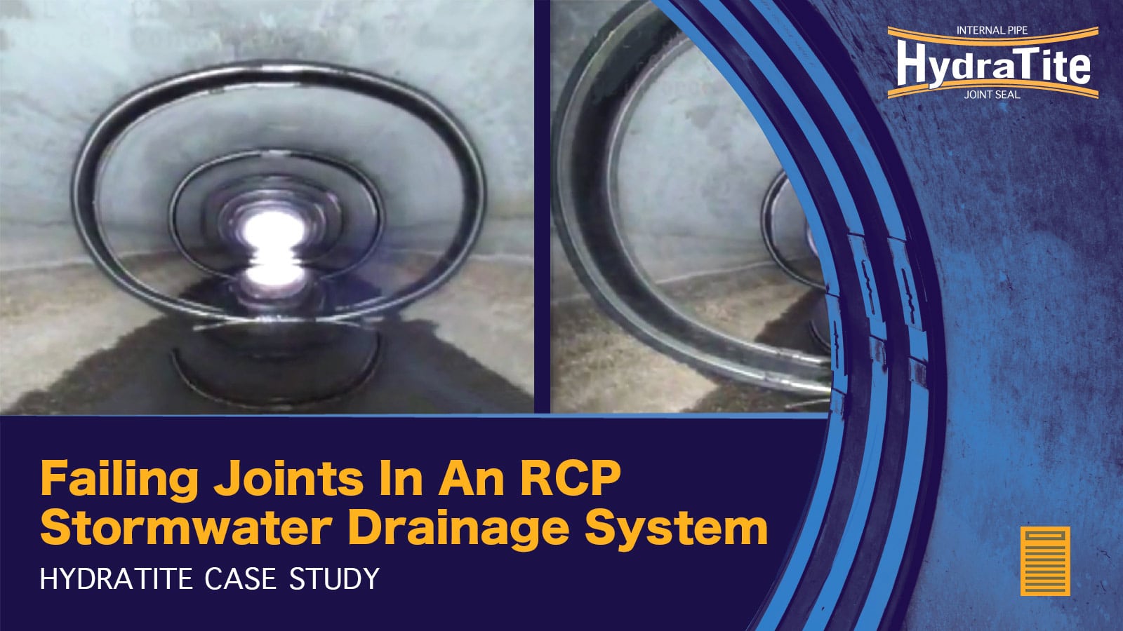 Teaser image of multiple joints sealed utilizing the HydraTite Internal pipe joint seal, 'Failing Joints In An RCP Stormwater Drainage System, HydraTite Case Study'