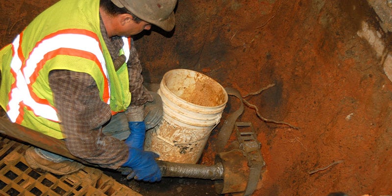 lining an underground pipe with waterline