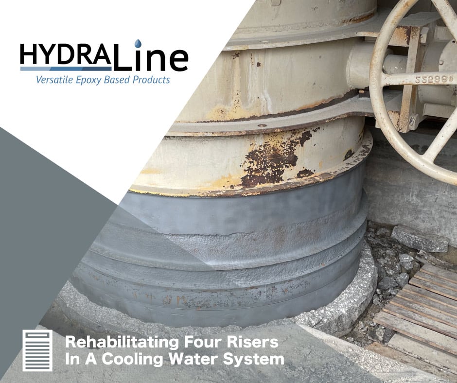A riser in a cooling water system that has had all the corrosion removed via grit blasting, 'Rehabilitating Four Risers In A Cooling Water System'