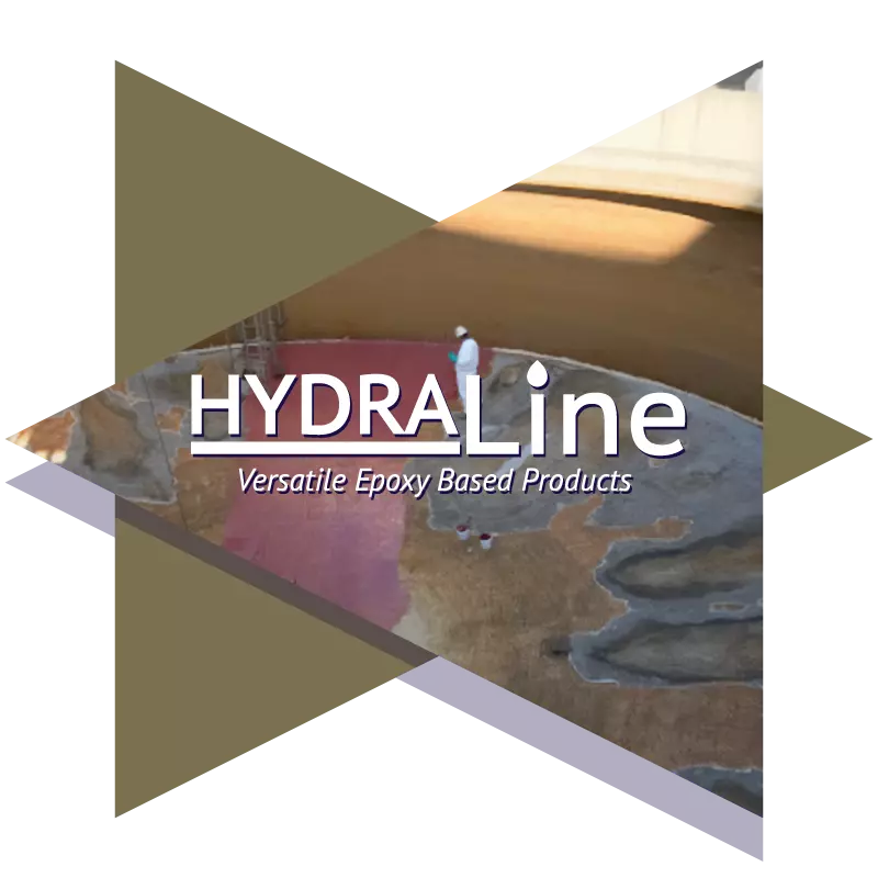 HydraLine logo over a design incorporating an image of an installation