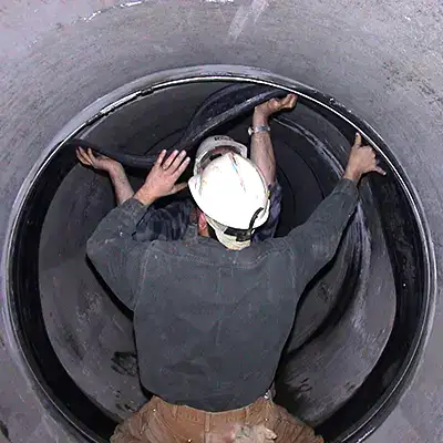 Retaining bands sitting at the invert of a pipe near the joints