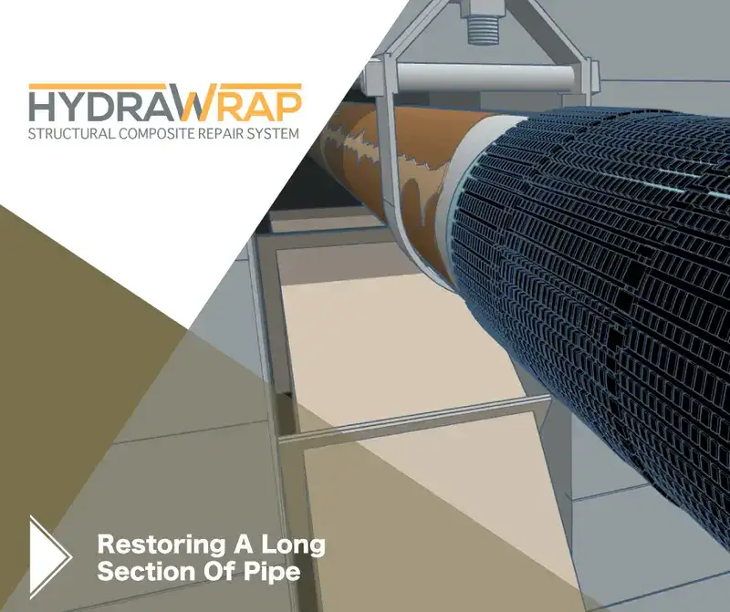 A 3d rendering of a pipe wrapped in a carbon fiber, 'Restoring A Long Section Of Pipe'