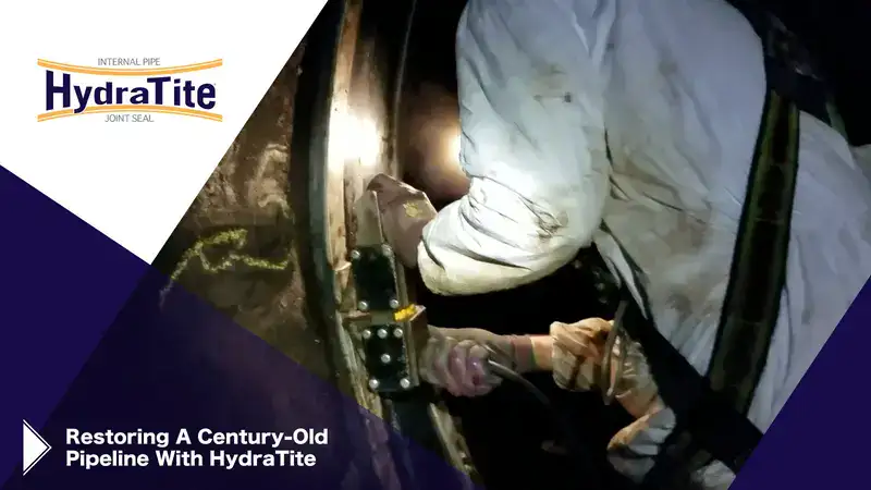 A field technician expanding a retaining band, 'Restoring A Century-Old Pipeline With HydraTite'