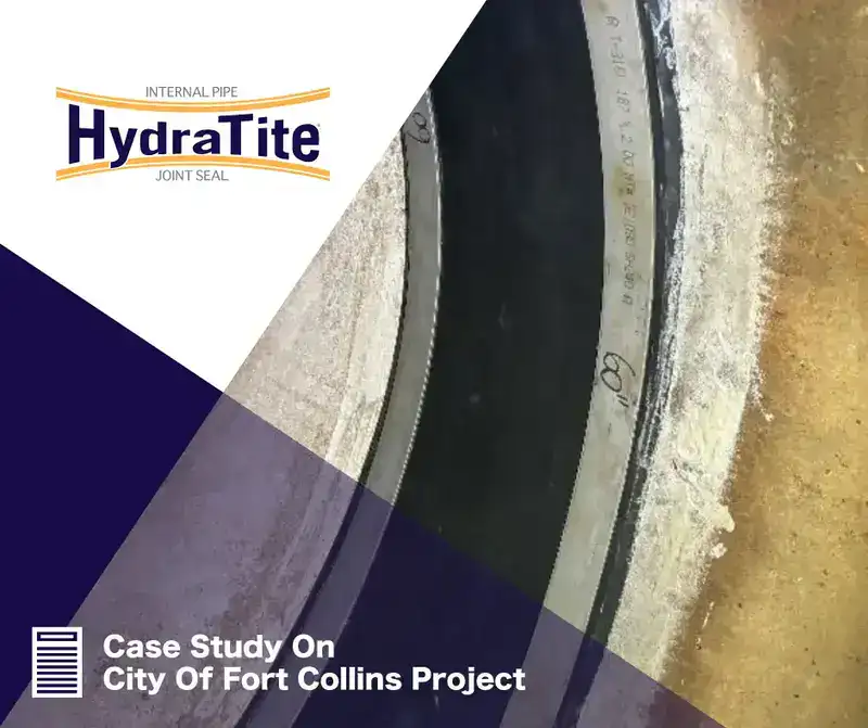 A HydraTite installed over a joint in a pipe, 'Case Study On City Of Fort Collins Project'