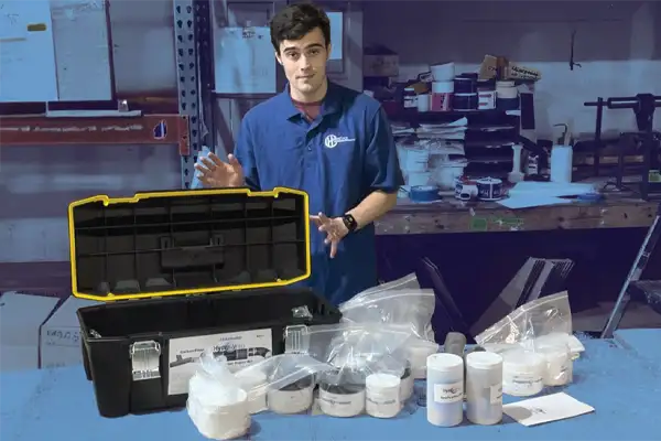 A Marine HydraWrap kit open and spread out on a table