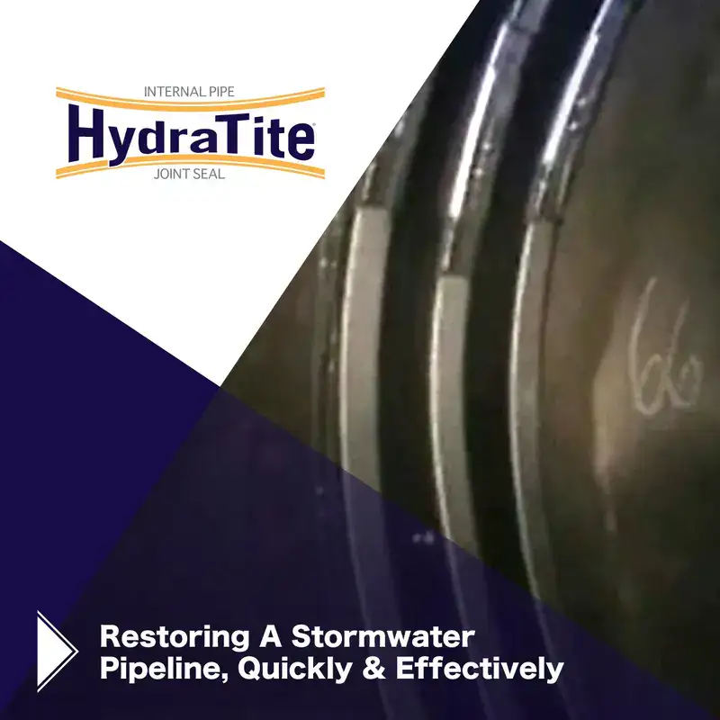 Extra-Wide HydraTite Seal installed over a pipe joint, 'Restoring A Stromwater Pipeline, Quickly & Effectively'