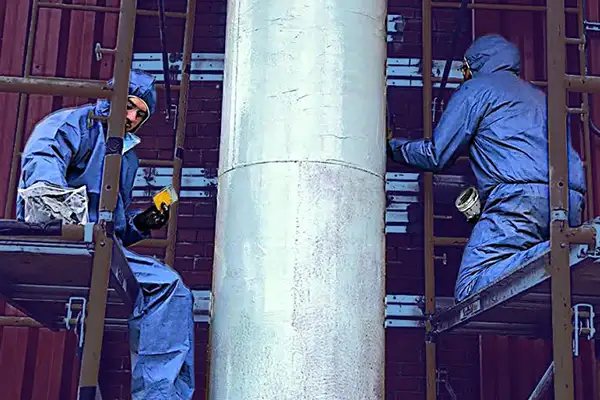 HydraWrap Being Applied To Two Vertical Pipes
