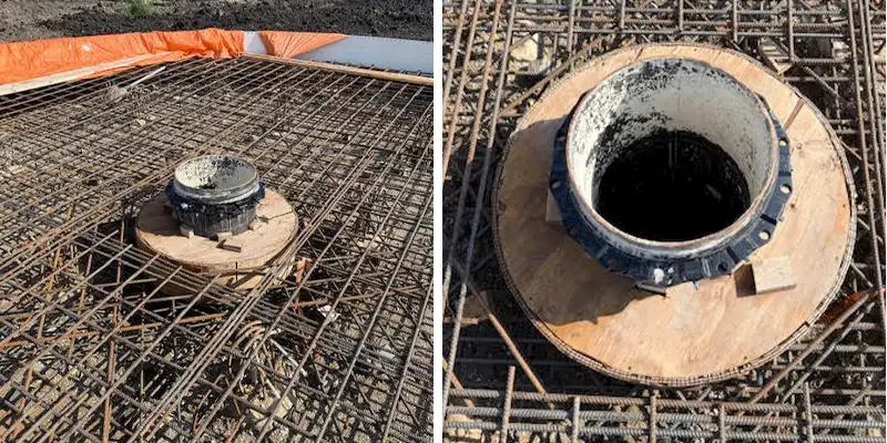 Two-Images-Of-A-Small-Diameter-Pipe-Entrance Four images of HydraTite installed in a round pipe
