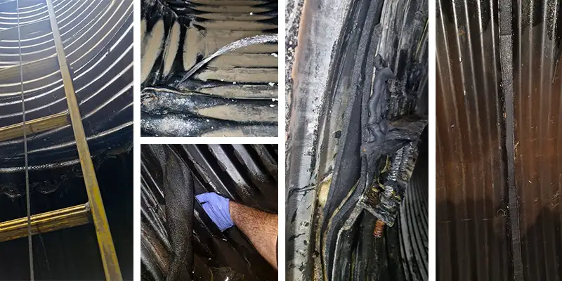 Four images of HydraTite installed in a round pipe