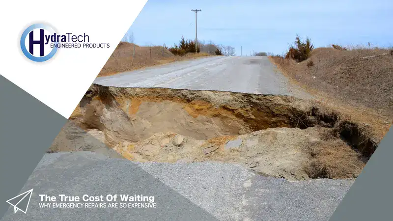 A sinkhole that has damaged a road, 'The True Cost Of Waiting, Why Emergency Repairs Are So Expensive'