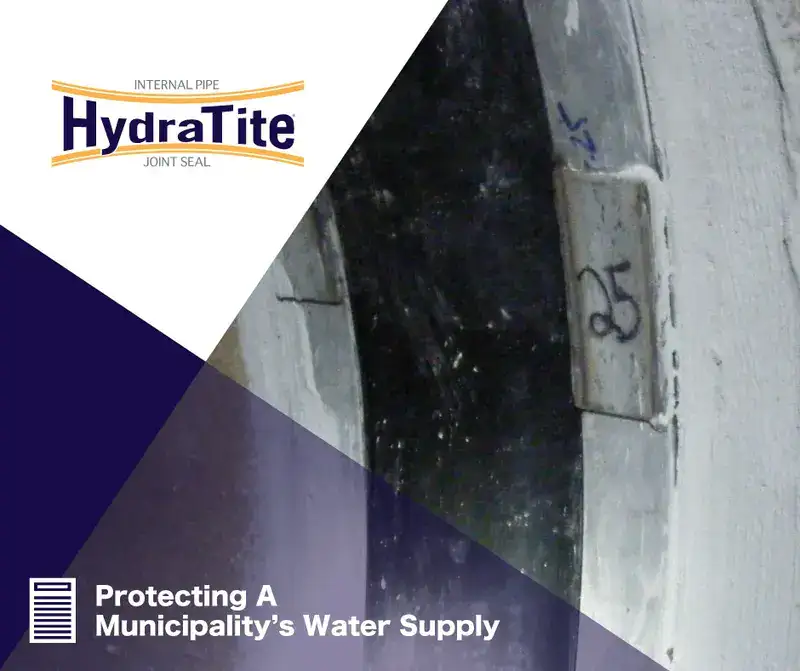 A HydraTite seal installed over a joint, 'Protecting A Municipality's Water Supply'