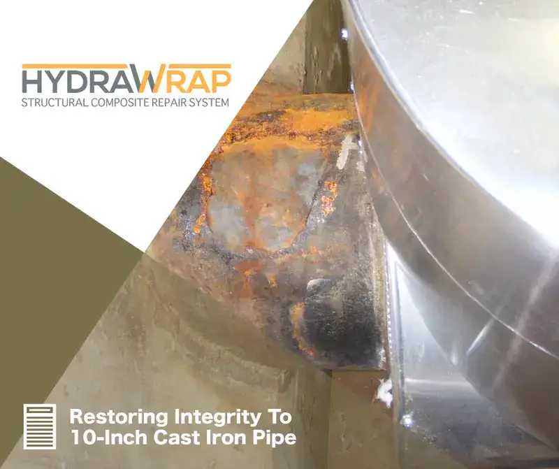 A pipe damaged by corrosion, 'Restoring Integrity To 10-Inch Cast Iron Pipe'