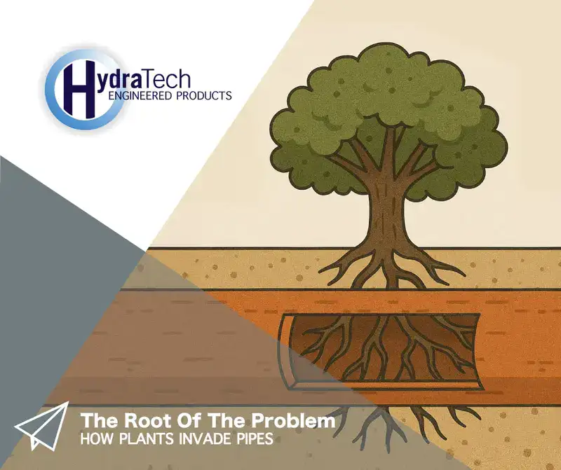 A trees roots invading a pipe, 'The Root Of The Problem, How Plants Invade Pipes'