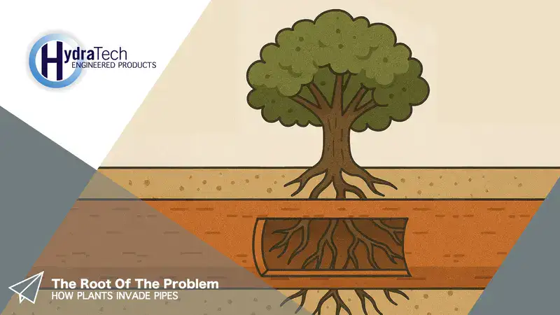 A trees roots invading a pipe, 'The Root Of The Problem, How Plants Invade Pipes'