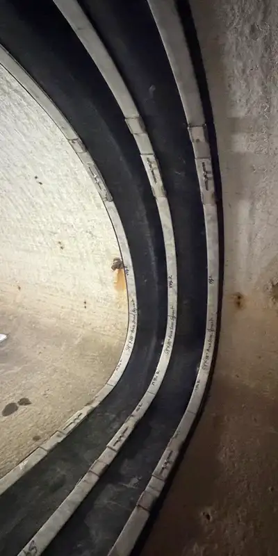 A HydraTite seal installed over a joint in an irregularly-shaped pipe