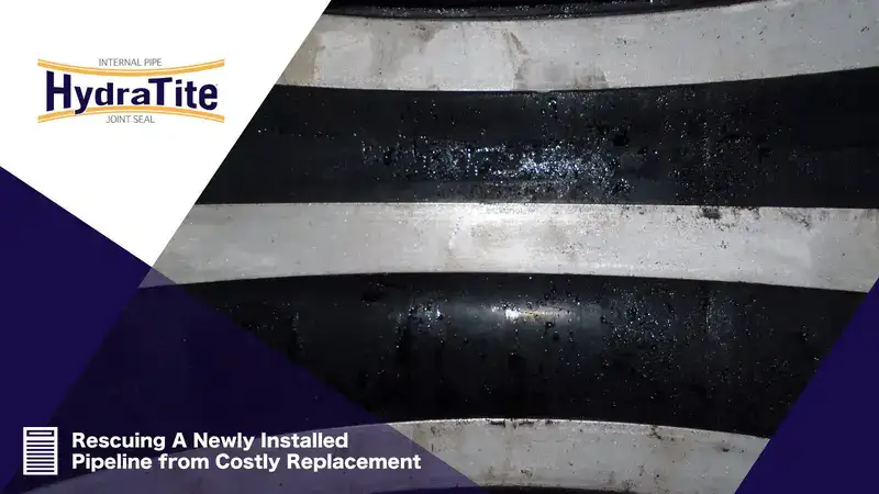 HydraTite installed over a joint with three retaining bands1 A HydraTite seal installed over a joint, 'Protecting A Municipality's Water Supply'