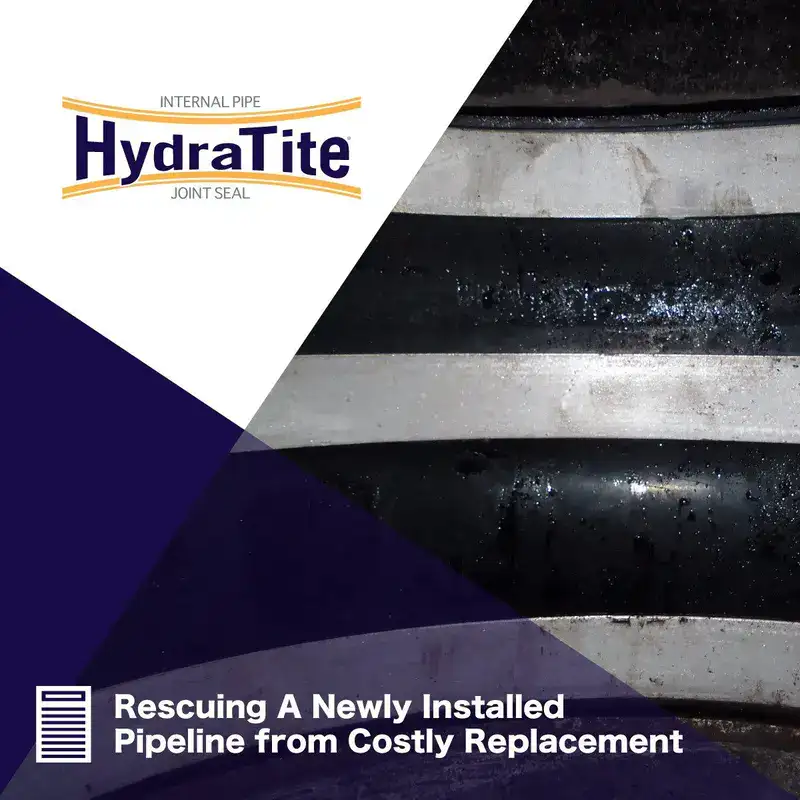 HydraTite installed over a joint with three retaining bands2 A HydraTite seal installed over a joint, 'Protecting A Municipality's Water Supply'