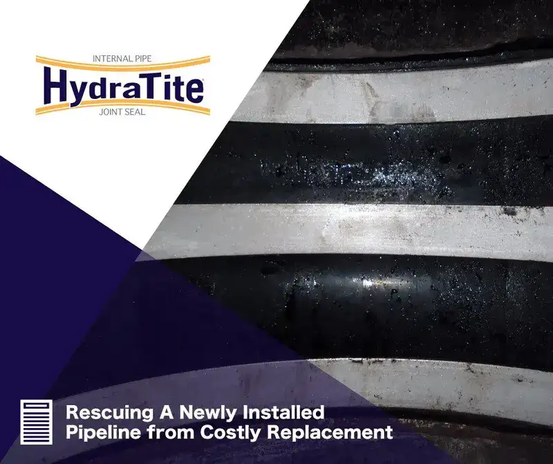 HydraTite installed over a joint with three retaining bands3 A HydraTite seal installed over a joint, 'Protecting A Municipality's Water Supply'