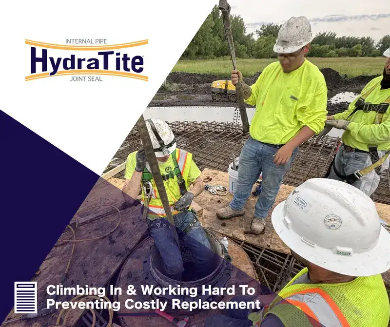 HydraTite testimonial showing HydraTite installed in a corrugated pipe