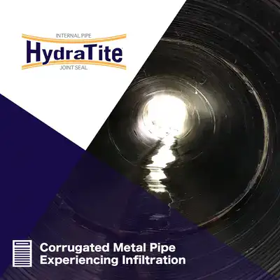 HydraTite testimonial showing HydraTite installed in a corrugated pipe