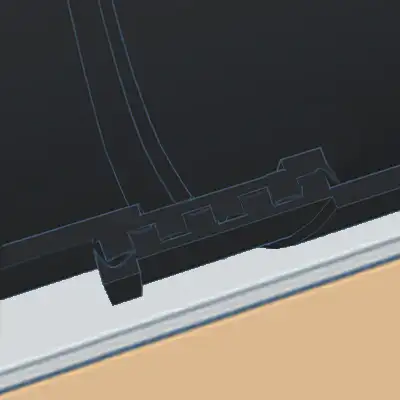 A cross-section 3d rendering of a pair of HydraTite seals installed with interlocking ribs