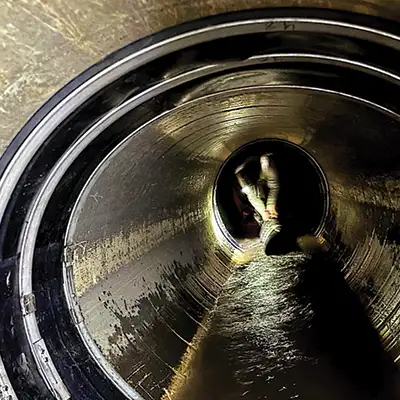 A technician installing HydraTite Seals with three retaining bands locking it in place