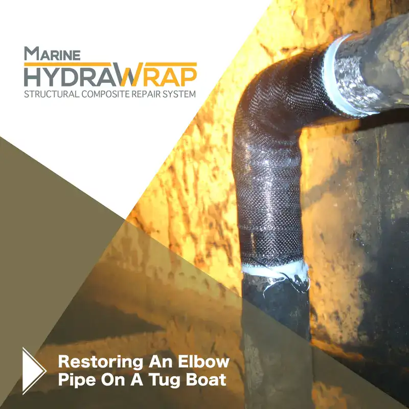 Small-diameter pipe wrapped with HydraWrap to restore its function