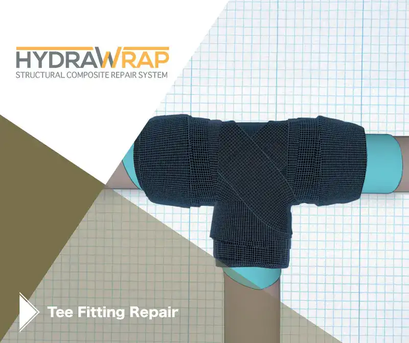 Rendering of a HydraWrap application on a tee fitting