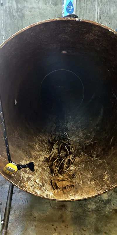 Opening to a raw water line