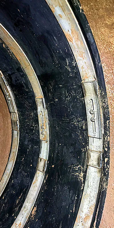 A large-diameter pipe being sealed with a double-wide HydraTite seal