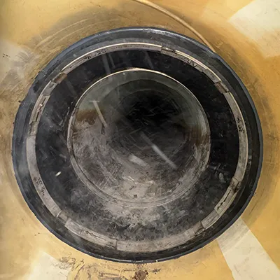 HydraTite sealing a pipe transition joint between a concrete pipe and a steel pipe