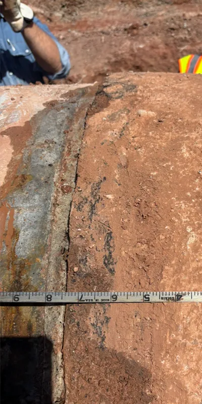 External pipe joint that has become compromised