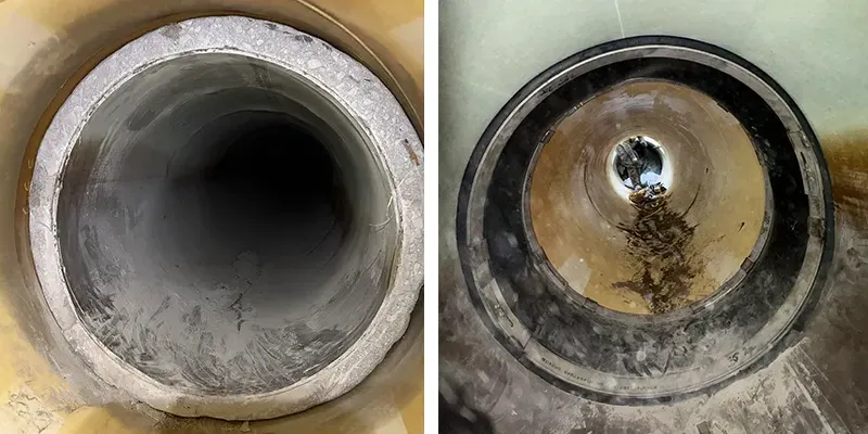 Two image of before and after a HydraTite installation